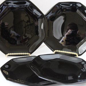 Brand New 4Pc Arcoroc Octagon Octime Black Plates Made In Fran…